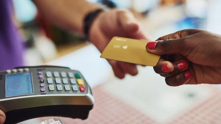 Card payment in close-up