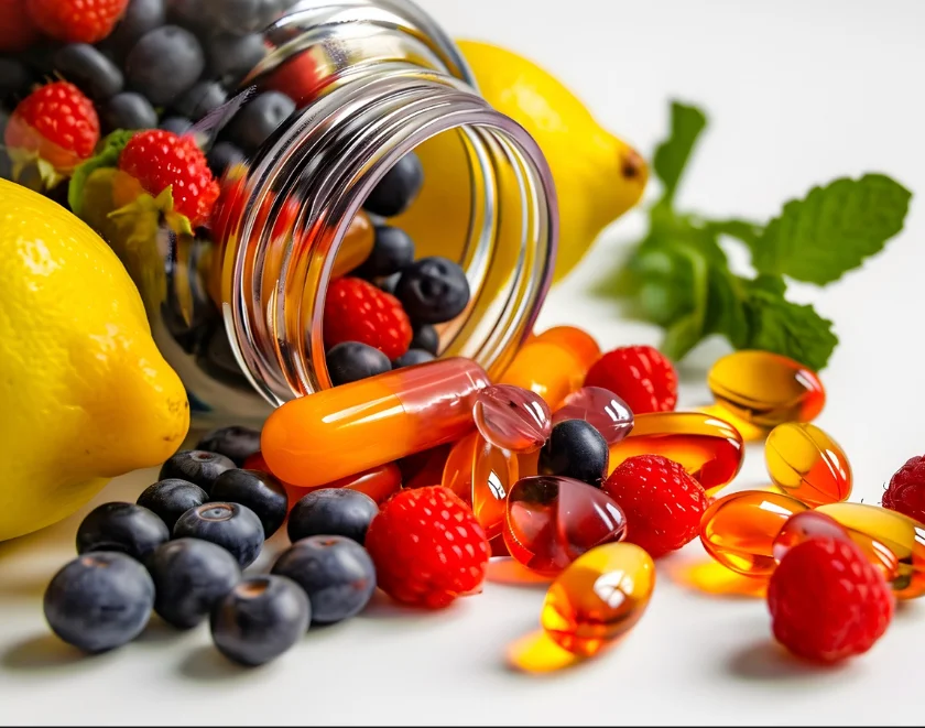 Vitamins and supplements on shelf